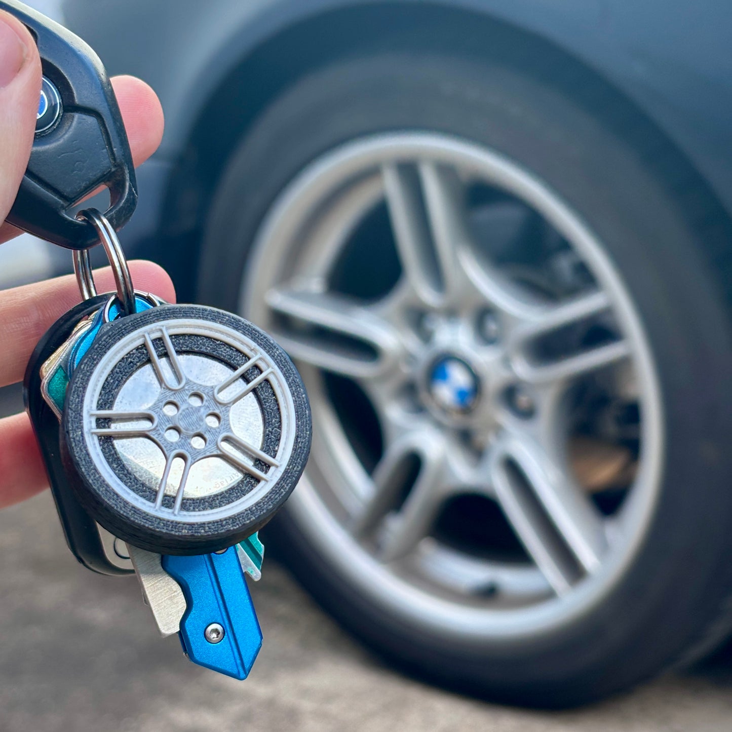 BMW Wheel AirTag Keychain Attachment