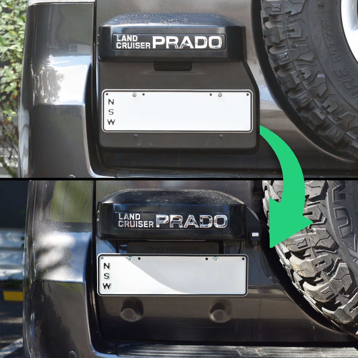 Stealth License Plate Bracket Kit for Toyota LandCruiser Prado 150 Series (2009-2023)