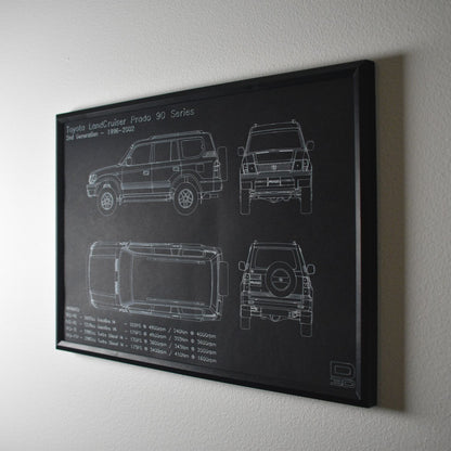 Framed Blueprint Drawing - Toyota LandCruiser Prado Models