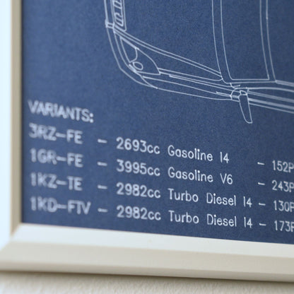 Framed Blueprint Drawing - Toyota LandCruiser Prado Models